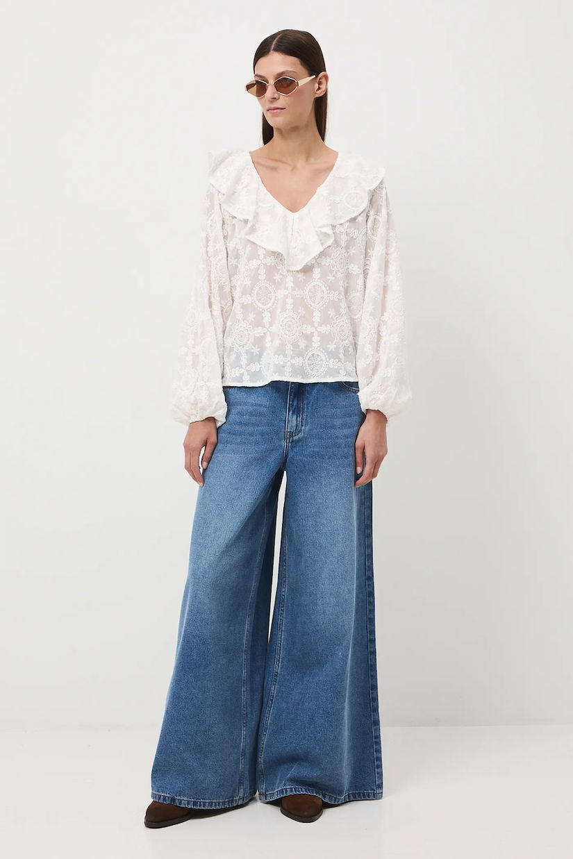 Medicine bluza culoarea bej, cu imprimeu