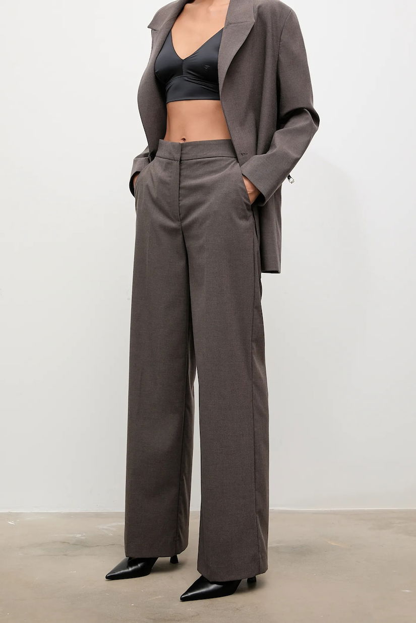 Answear.LAB pantaloni culoarea maro, lat, high waist
