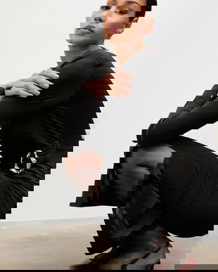 Answear.LAB rochie culoarea negru, midi, mulata