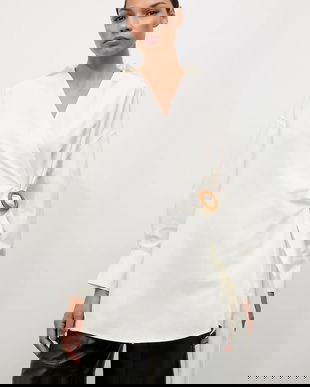 Answear.LAB camasa din bumbac culoarea bej, cu guler clasic, relaxed