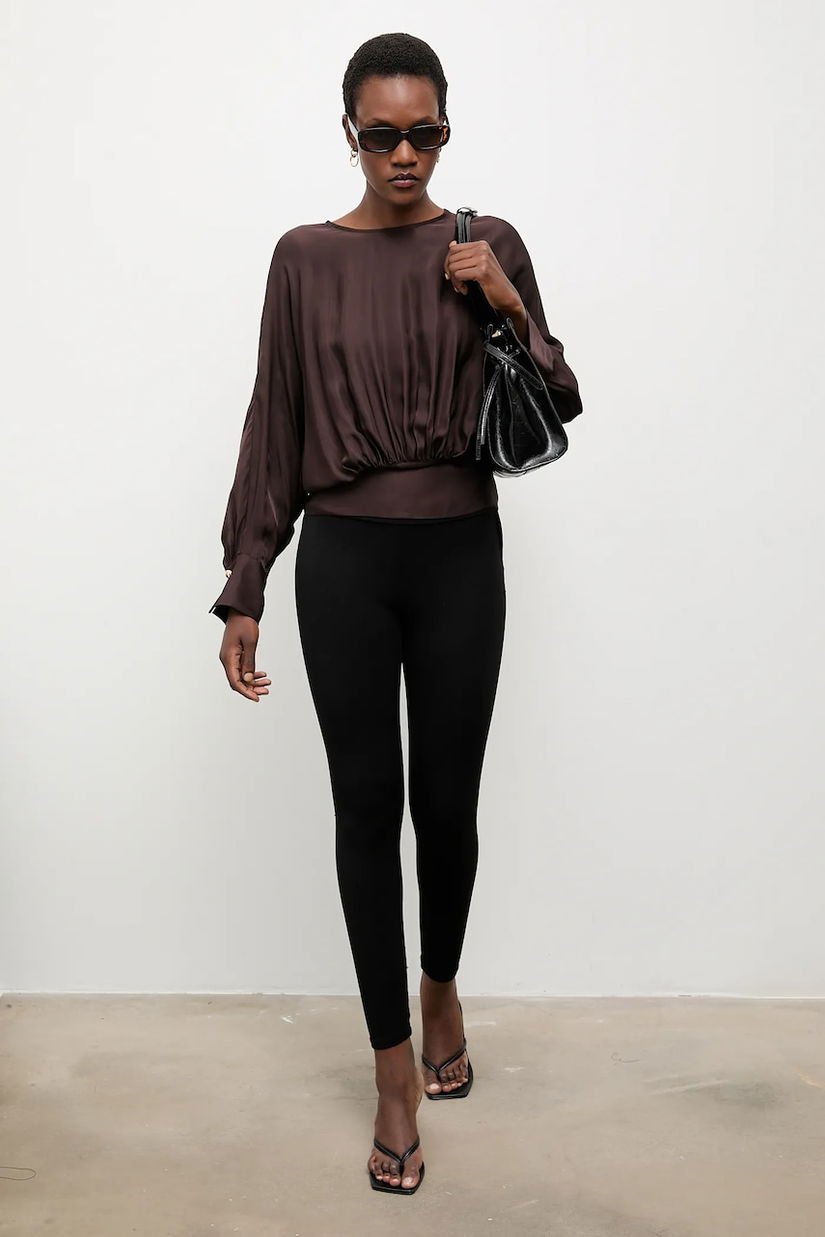 Answear.LAB bluza culoarea maro, neted