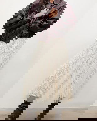 Answear.LAB fusta culoarea bej, maxi, evazati