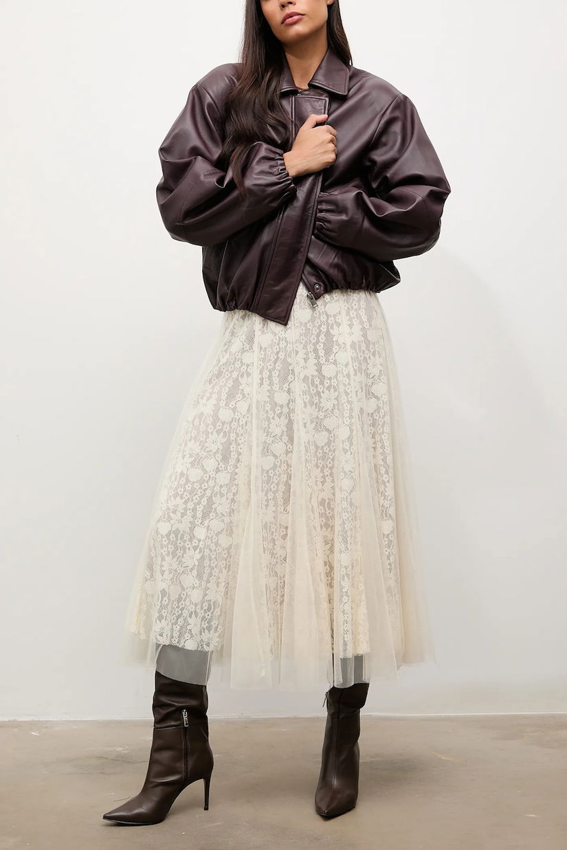Answear.LAB fusta culoarea bej, maxi, evazati