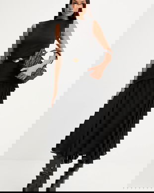 Answear.LAB rochie culoarea negru, maxi, evazati