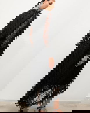 Answear.LAB fusta culoarea negru, midi, evazati