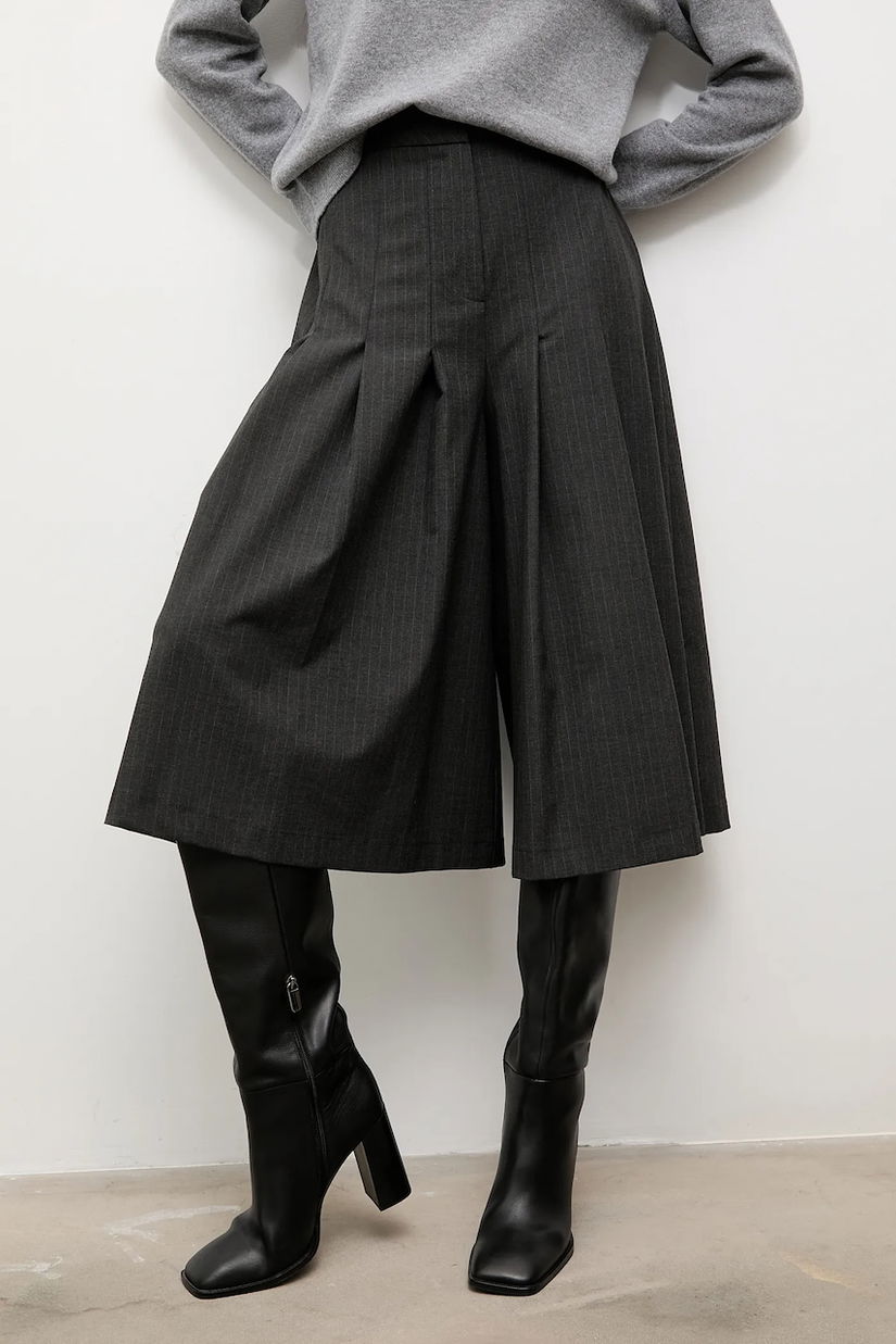 Answear.LAB pantaloni culoarea gri, midi, evazati