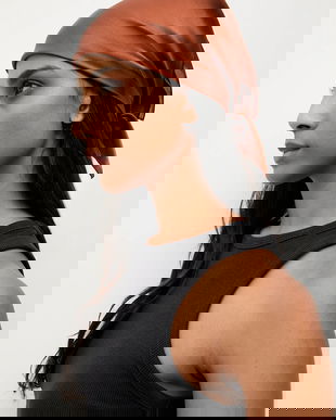 Answear.LAB esarfa de matase culoarea maro, neted