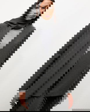 Answear.LAB sacou culoarea gri, desfacut, modelator