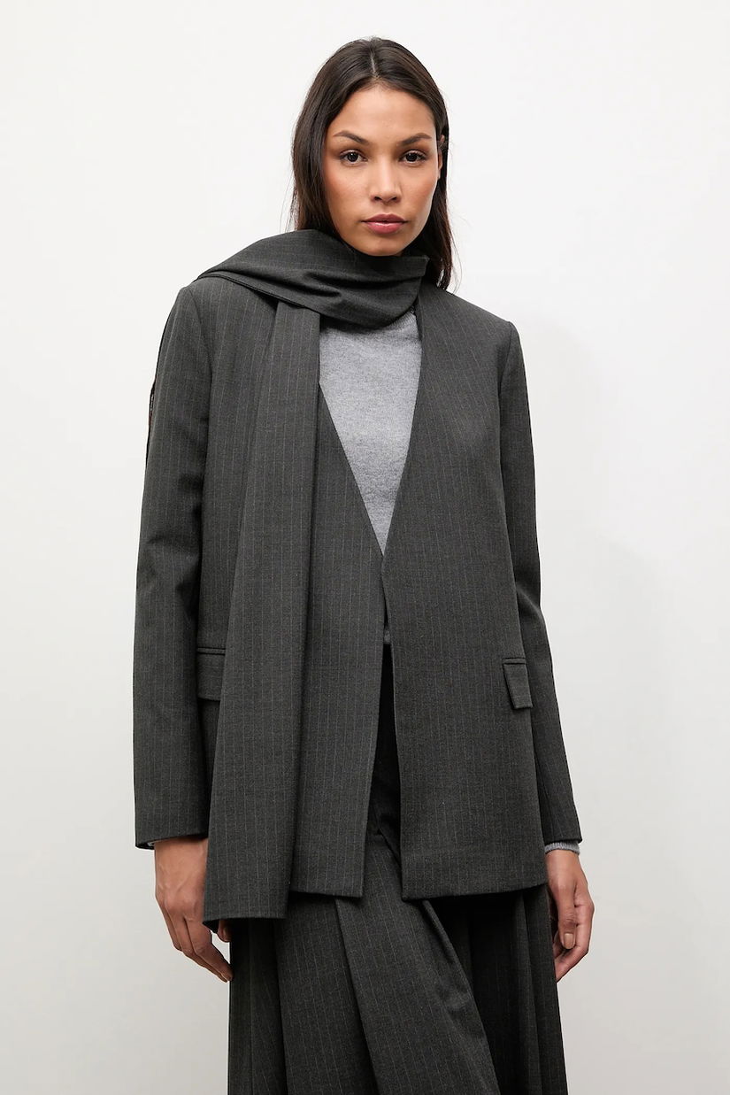 Answear.LAB sacou culoarea gri, desfacut, modelator