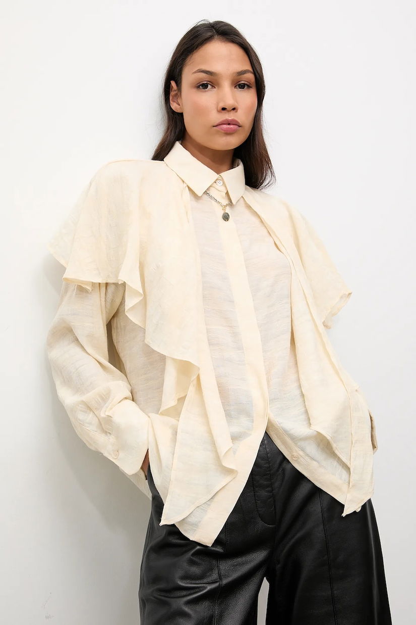 Answear.LAB camasa culoarea bej, cu guler clasic, relaxed
