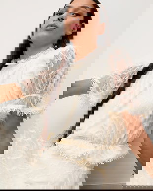 Answear.LAB bluza culoarea bej, neted