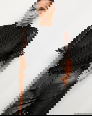 Answear.LAB bluza culoarea negru, neted