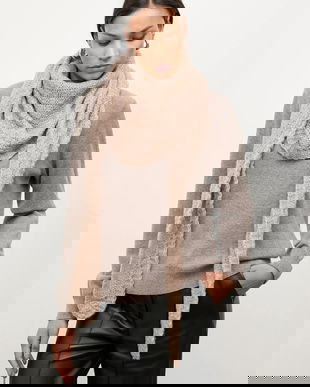 Answear.LAB esarfa de lana culoarea bej, neted