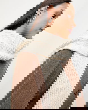 Answear.LAB esarfa de lana culoarea bej, neted