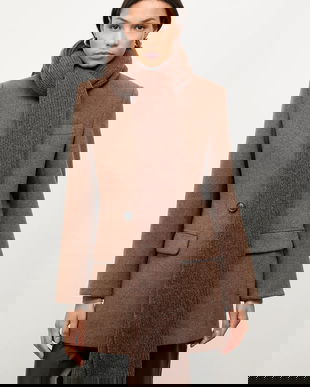 Answear.LAB esarfa de lana culoarea maro, neted