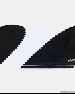 BOSS Green pălărie din amestec de lână culoarea bleumarin, 50550255