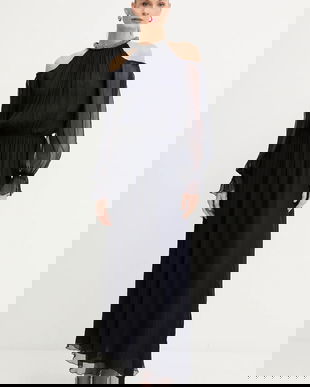 Luisa Spagnoli rochie de matase culoarea bleumarin, maxi, evazați, 542359