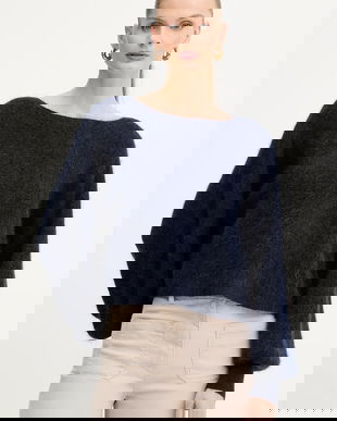 Marella pulover din amestec de lână culoarea bleumarin, 2523366384200