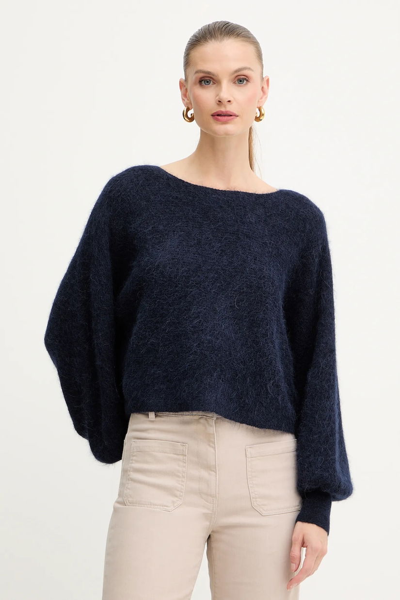 Marella pulover din amestec de lână culoarea bleumarin, 2523366384200