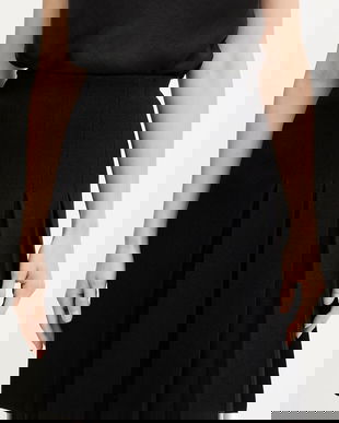 Luisa Spagnoli fustă de lână culoarea negru, mini, evazați, 100092