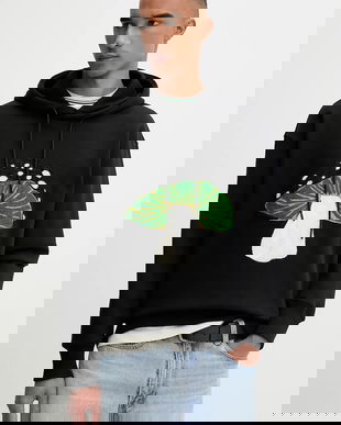 MSGM hanorac de bumbac culoarea negru, cu glugă, cu imprimeu, 3940MM124.257795