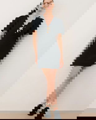 Bizuu rochie TIBA culoarea negru, mini, drept, TIBA CZARNY