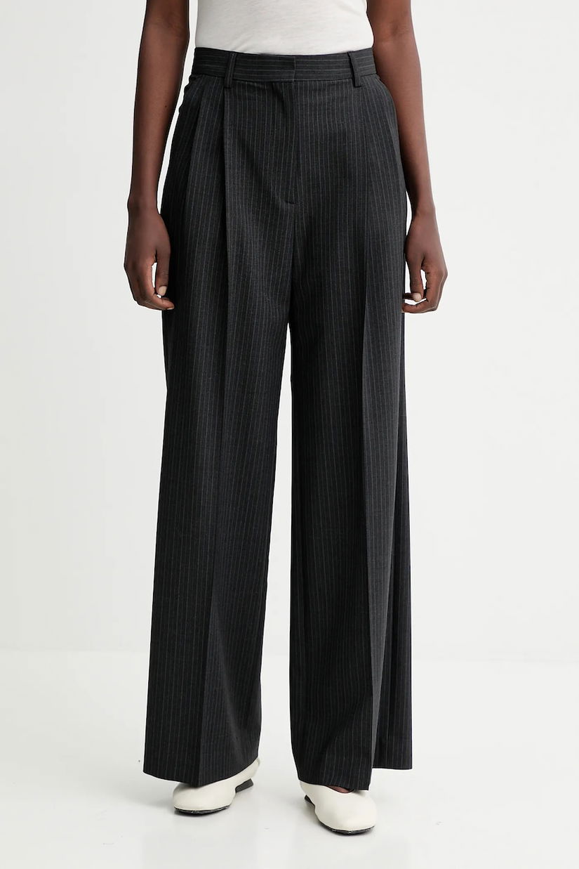 Filippa K pantaloni cu lână culoarea gri, drept, high waist, 31830