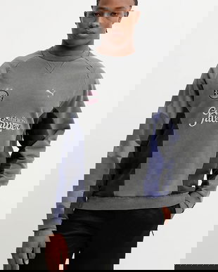 Puma hanorac de bumbac PUMA x KIDSUPER culoarea gri, cu imprimeu, 632364