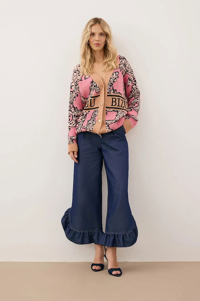 Bizuu cardigan din bumbac FLORANA culoarea roz, FLORANA RÓŻOWY