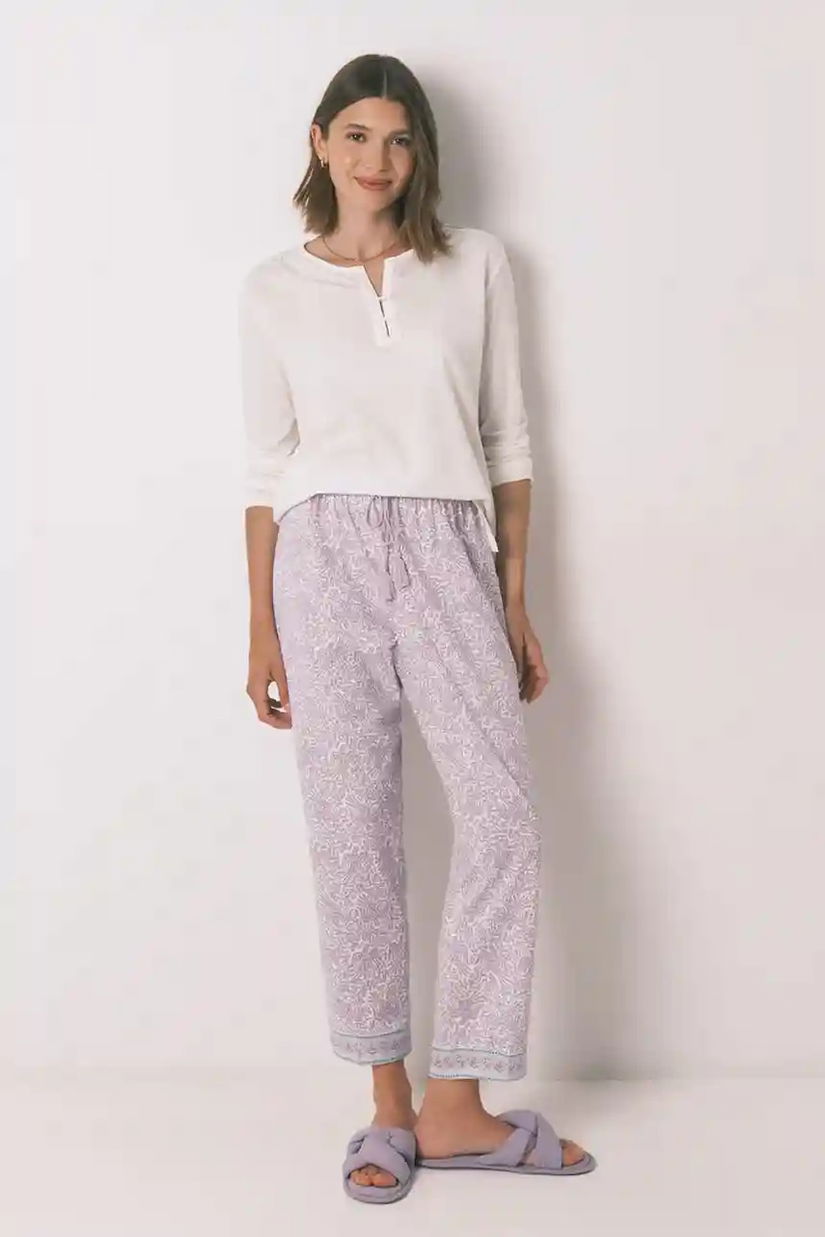 women'secret pijamale de bumbac culoarea violet, 3702246