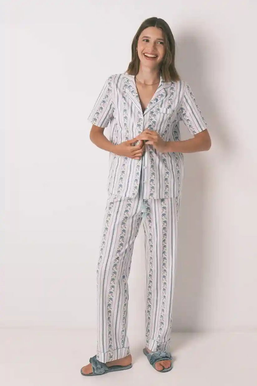 women'secret pijamale de bumbac culoarea turcoaz, bumbac, 4852097