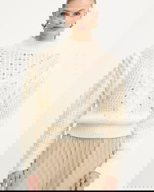 BOSS Orange pulover din amestec de lână culoarea bej, 50548951