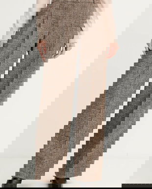 Luisa Spagnoli pantaloni cu lână culoarea maro, lat, high waist, 542379