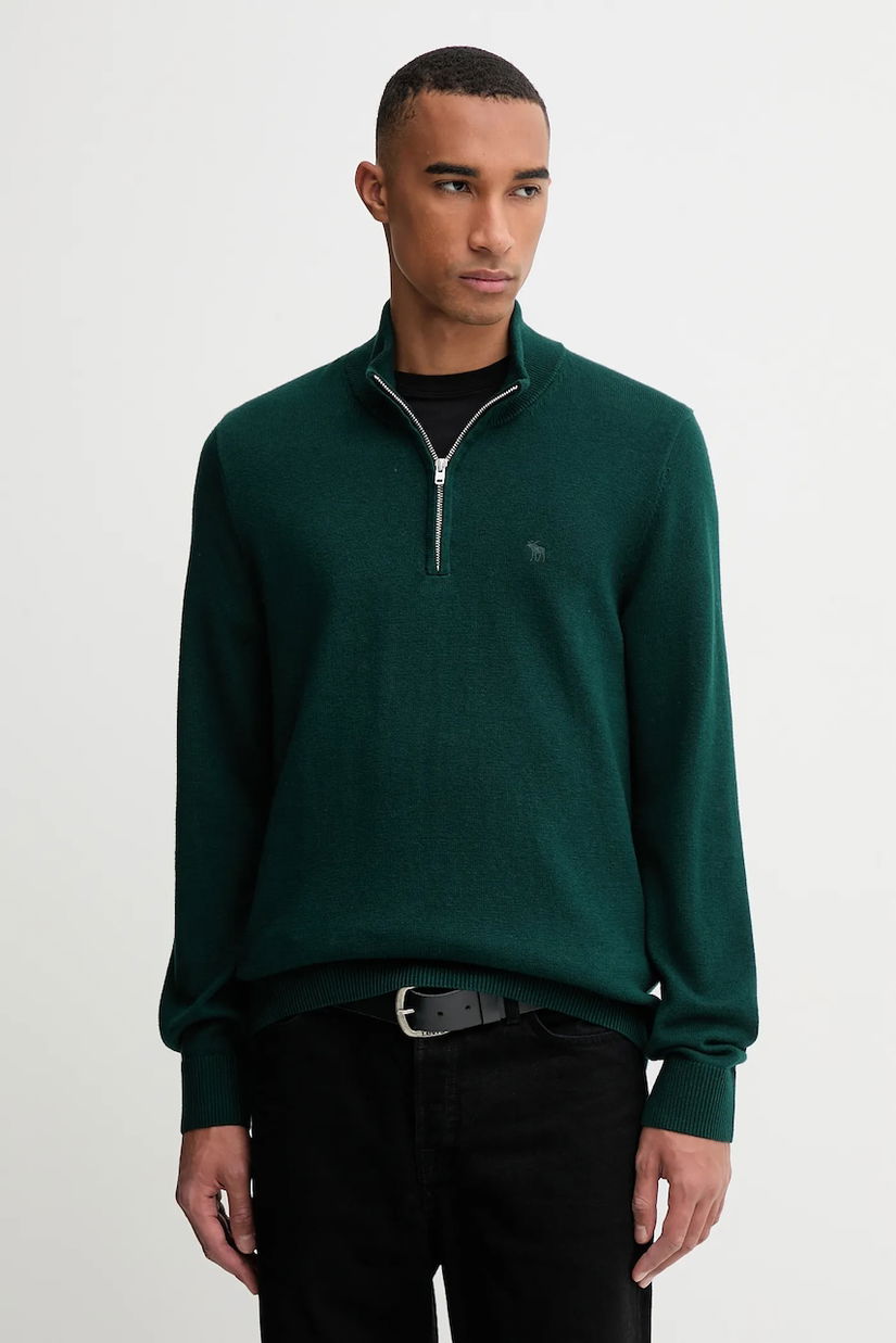 Abercrombie & Fitch pulover din amestec de lână culoarea verde, light, cu turtleneck, KI120-5139-300
