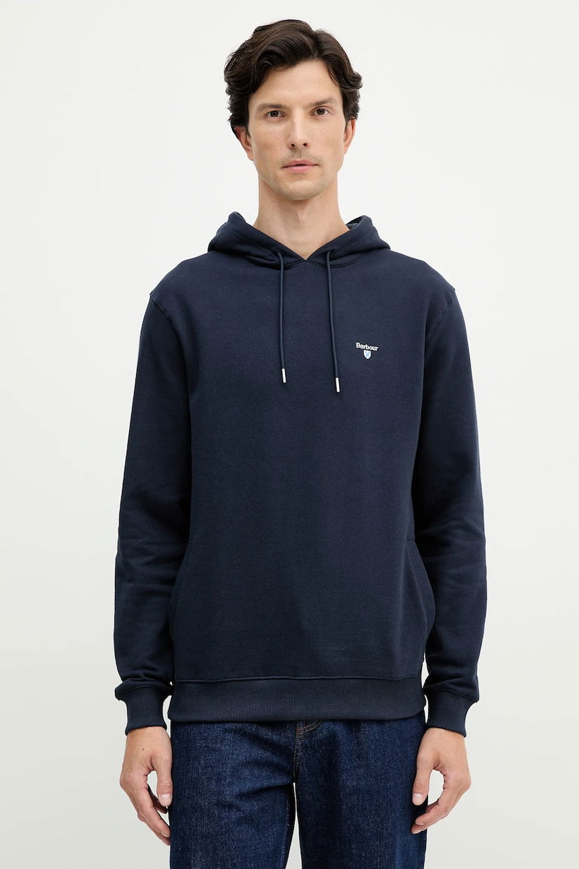 Barbour hanorac de bumbac BECKHILL culoarea bleumarin, cu glugă, cu imprimeu, MOL0717