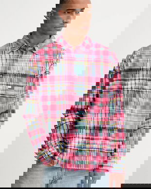 Tommy Jeans cămașă din bumbac culoarea roz, cu guler clasic, relaxed, DM0DM22020