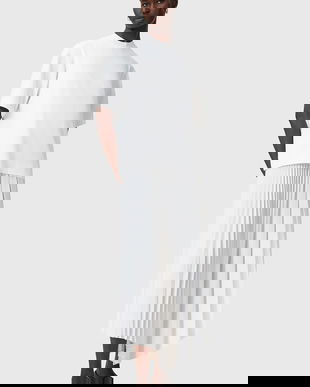 AllSaints rochie și tricou JAX culoarea alb, maxi, evazați, W326DB