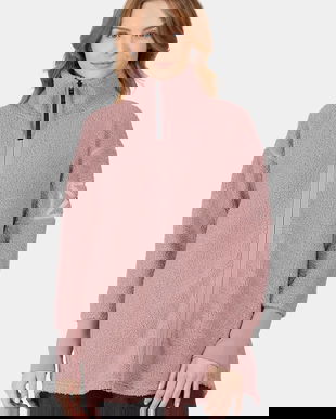 Didriksons hanorac fleece SALLY culoarea roz, uni, 505165