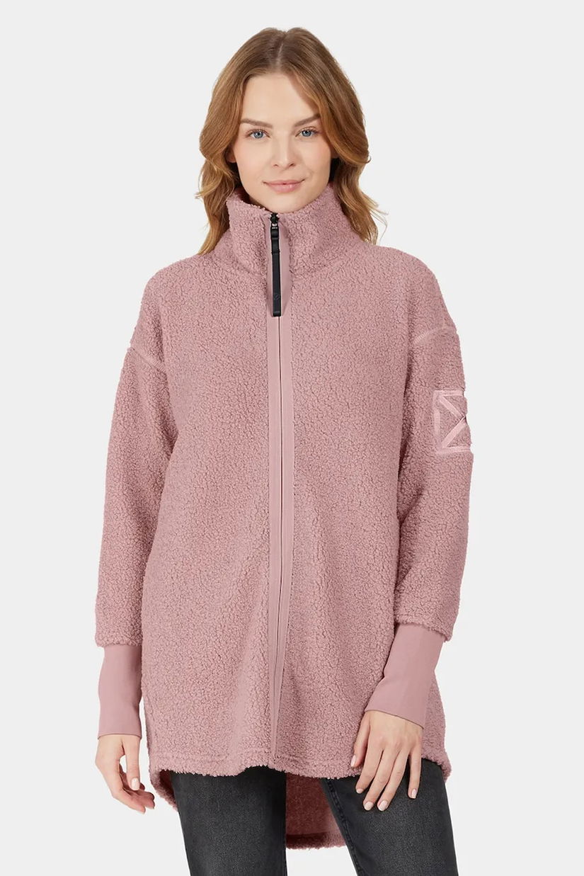 Didriksons hanorac fleece SALLY culoarea roz, uni, 505165