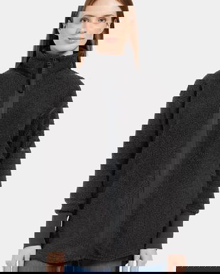 Didriksons hanorac fleece SALLY culoarea negru, uni, 505165