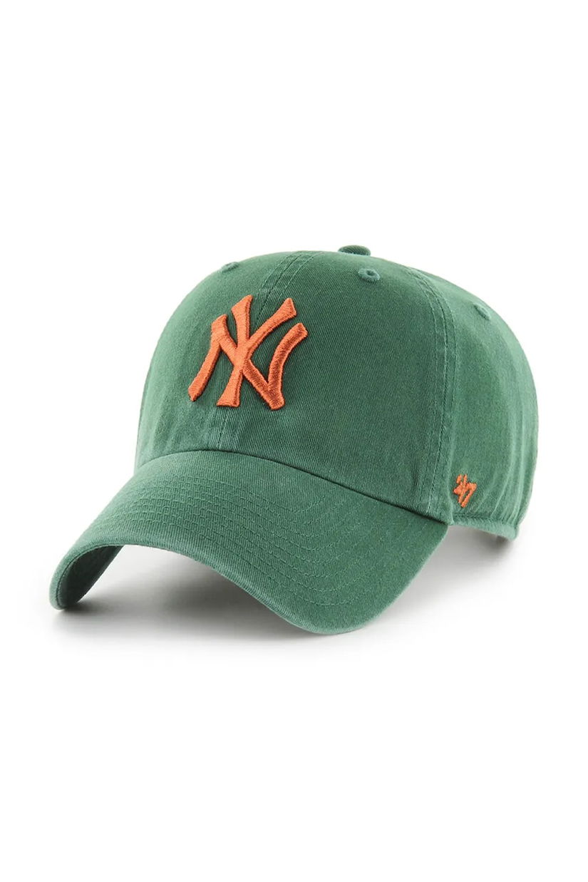 47 brand șapcă de baseball din bumbac MLB New York Yankees culoarea verde, B-NLRGW17GWS-DGA