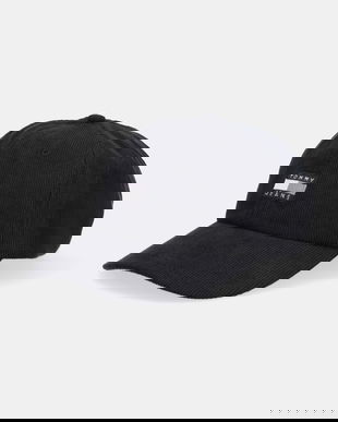 Tommy Jeans șapcă de baseball din catifea culoarea negru, AM0AM13667