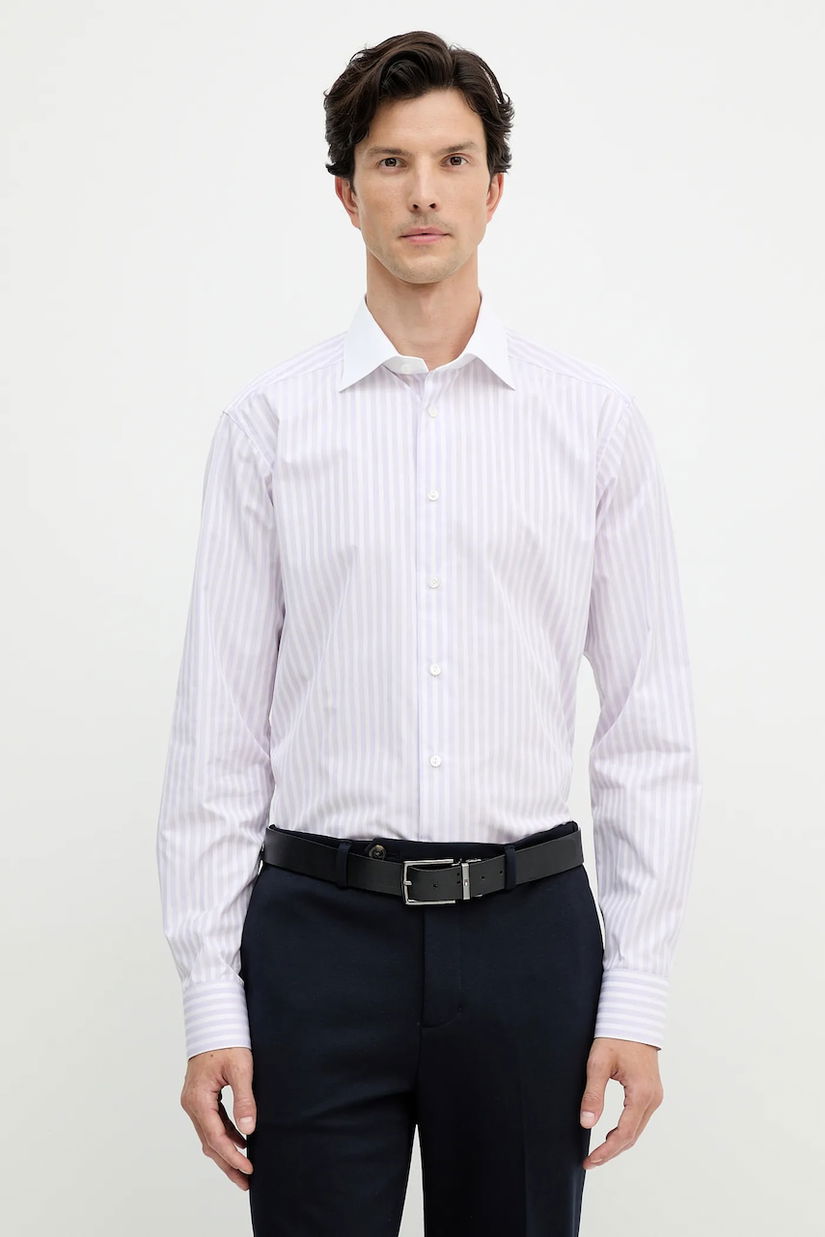 Eton cămașă din bumbac culoarea roz, cu guler clasic, slim, 100013972