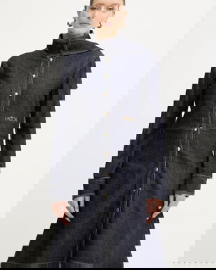 Patou rochie jeans culoarea bleumarin, mini, evazați, DR1940224