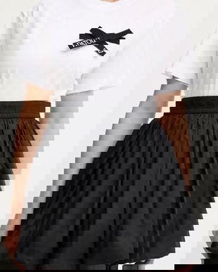 Patou fustă din bumbac culoarea negru, mini, evazați, SK0980017