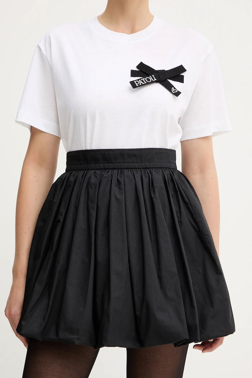 Patou fustă din bumbac culoarea negru, mini, evazați, SK0980017