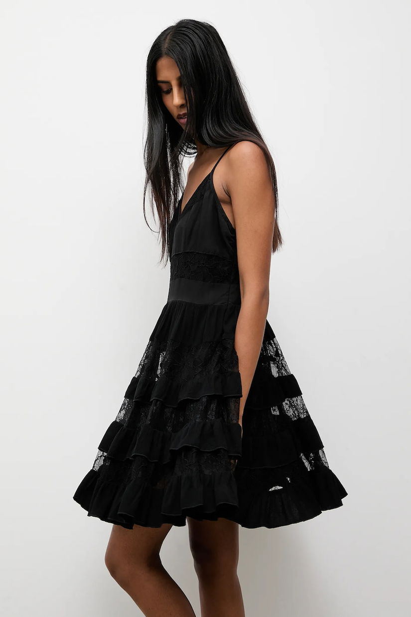 Answear.LAB rochie din in culoarea negru, mini, evazati