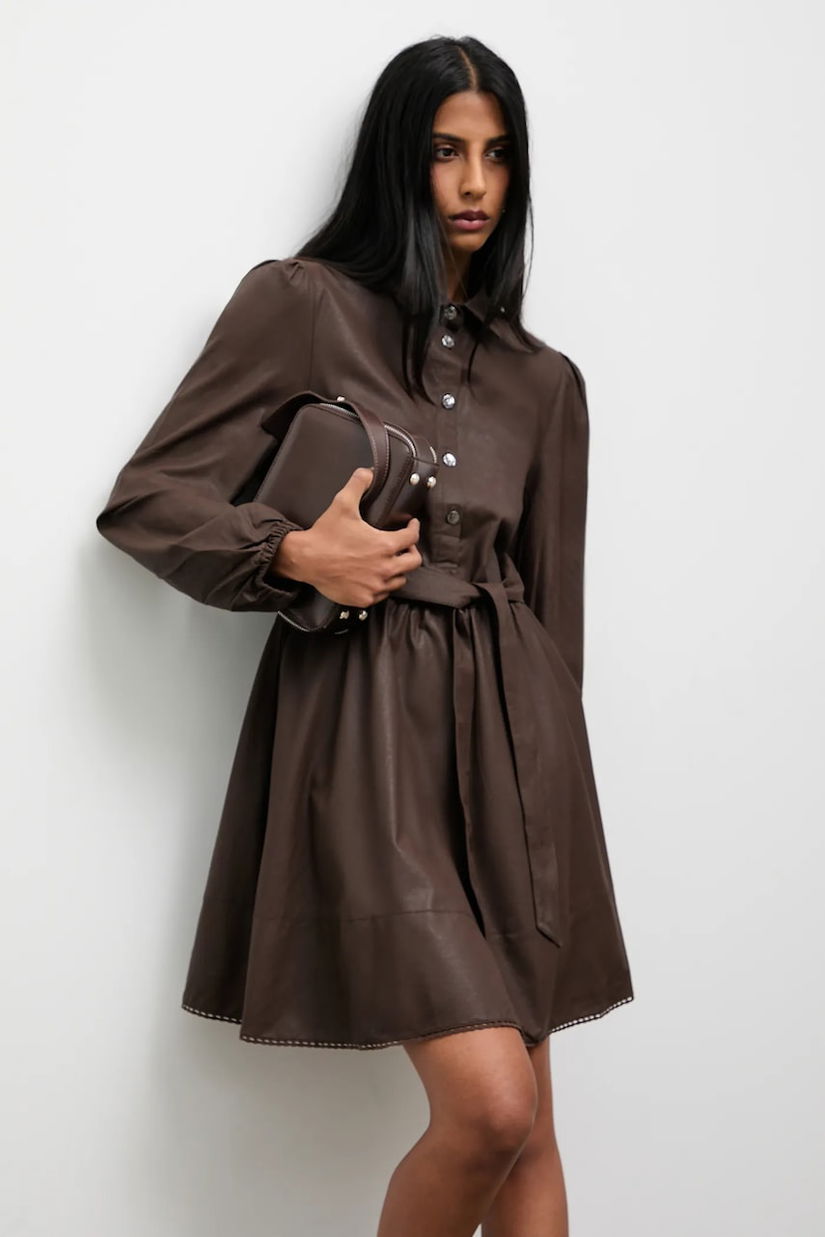 Answear.LAB rochie culoarea maro, mini, evazati