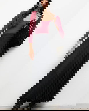 Answear.LAB fusta culoarea negru, maxi, evazati