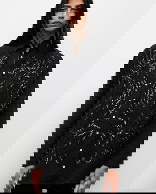 Answear.LAB camasa din bumbac culoarea negru, cu guler clasic, regular